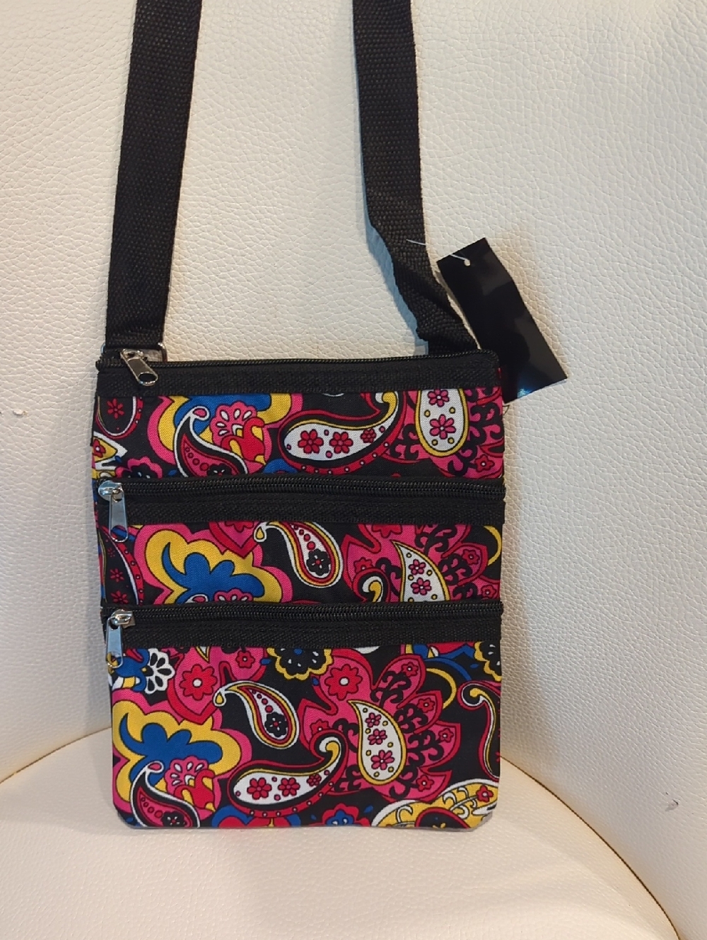 Compact Pink Paisley Crossbody Bag - Lightweight Women's Crossbody Bag